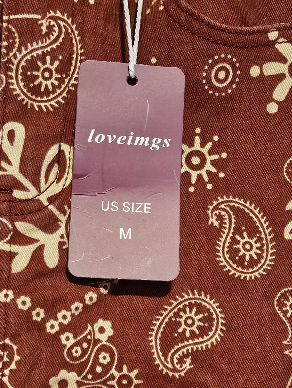 Loveimgs Women's Boyfriend Baggy Barrel Red Paisley Jean Size Medium US 8-10 NWT - Picture 10 of 13